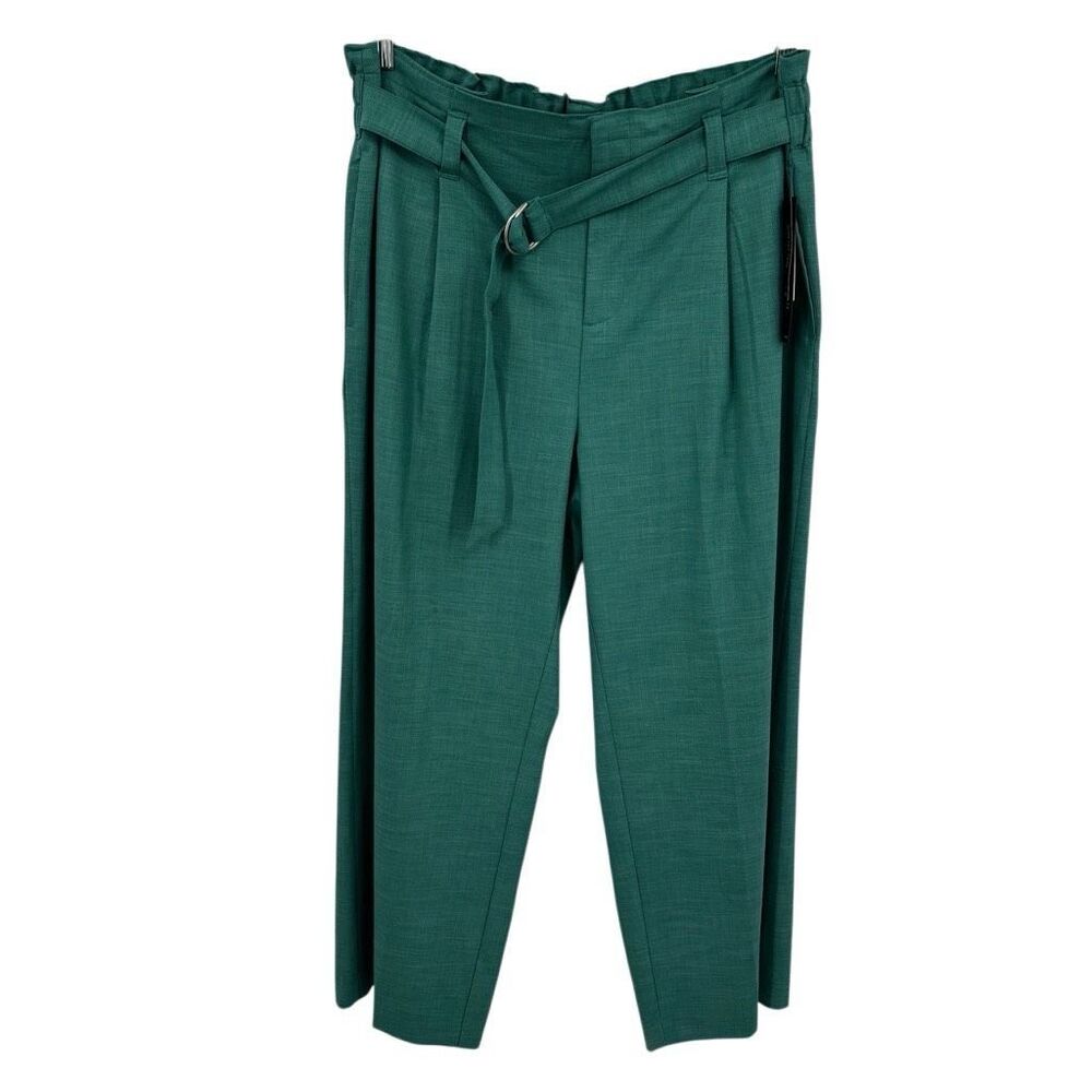 Liverpool Wide Leg Crop Dress Pants With Belt Mermaid Teal Green Size XL NWT